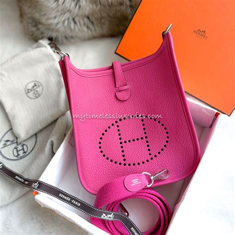 hermes evelyne rose shocking|HERMÈS: ROSE SHOCKING CLEMENCE MINI EVELYNE 16 .